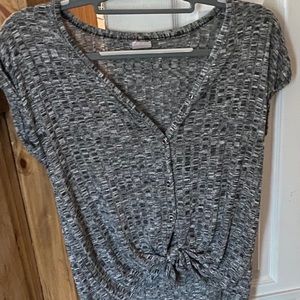 Gray women’s shirt with tie up in front